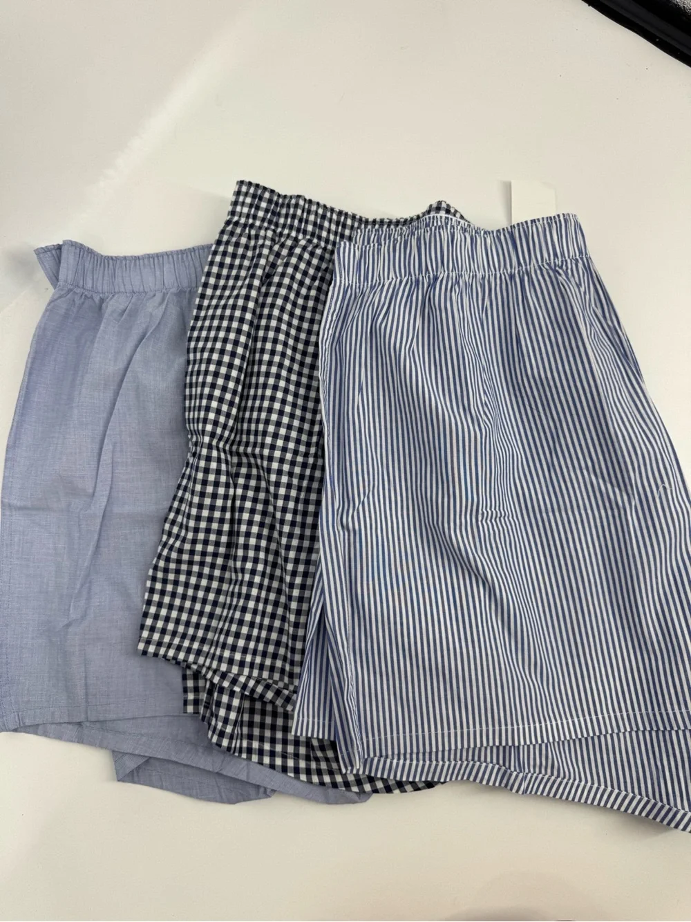 NWT J. Crew Woven Boxers Three-Pack Mixed Blue Cotton Soft Mens Size XL